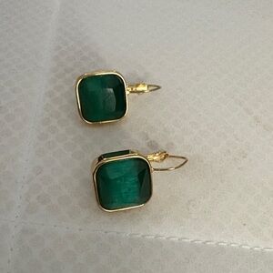 House of Harlow 1960 Gold and Green Square Earrings